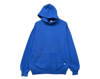 Vintage 90s Russell Athletics Baggy Hoodie Russell Pullover Blank Hoodie Russell Made In Usa Vintage 90s Russell Blue Faded Hoodie Size L