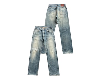 32x31 Vintage Edwin 505XX Japan Selvedge Denim Jeans Edwin Distressed Selvedge Jeans Edwin Mudwash Jeans Edwin Selvedge Wide Denim Jeans