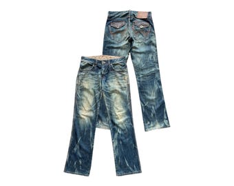 Vintage Edwin 503 Blue Trip Japan-denimjeans Vintage Edwin Distressed-denimjeans Edwin Mudwash-jeans Edwin-denimjeans 35 x 34 W35