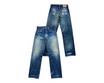 LEVI’S / 90's 502XX selvedge denim pants Vintage Levi's 502xx Japanese 90s Selvedge Distressed Denim - Etsy