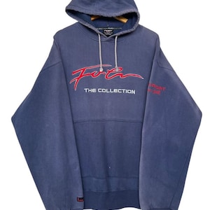 Vintage Y2K Fubu Hoodie Fubu Distressed  Blue Sunfaded Hoodie Fubu Baggy Hoodie  Fubu Pullover Fubu Jumper Fubu Baggy Hoodie Size XL
