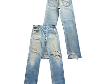 Vintage 90s Levi's 501 Big E Selvedge Distressed Denim Jeans
