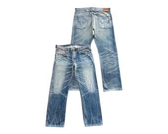 W39 Vintage Edwin 505 Japan Selvedge Denim Jeans Edwin Distressed Selvedge Jeans Edwin Buckle Back Jeans Edwin Selvedge Denim Jeans 39x30