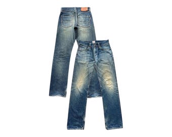 Vintage Edwin 505ZXX Japan Selvedge Denim Jeans Edwin Distressed Selvedge Jeans Edwin Mudwash Jeans Edwin Selvedge Wide Denim Jeans 31x33