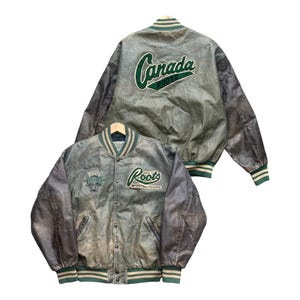 Vintage 80s Roots Canada Leather Varsity Jacket Vintage Roots