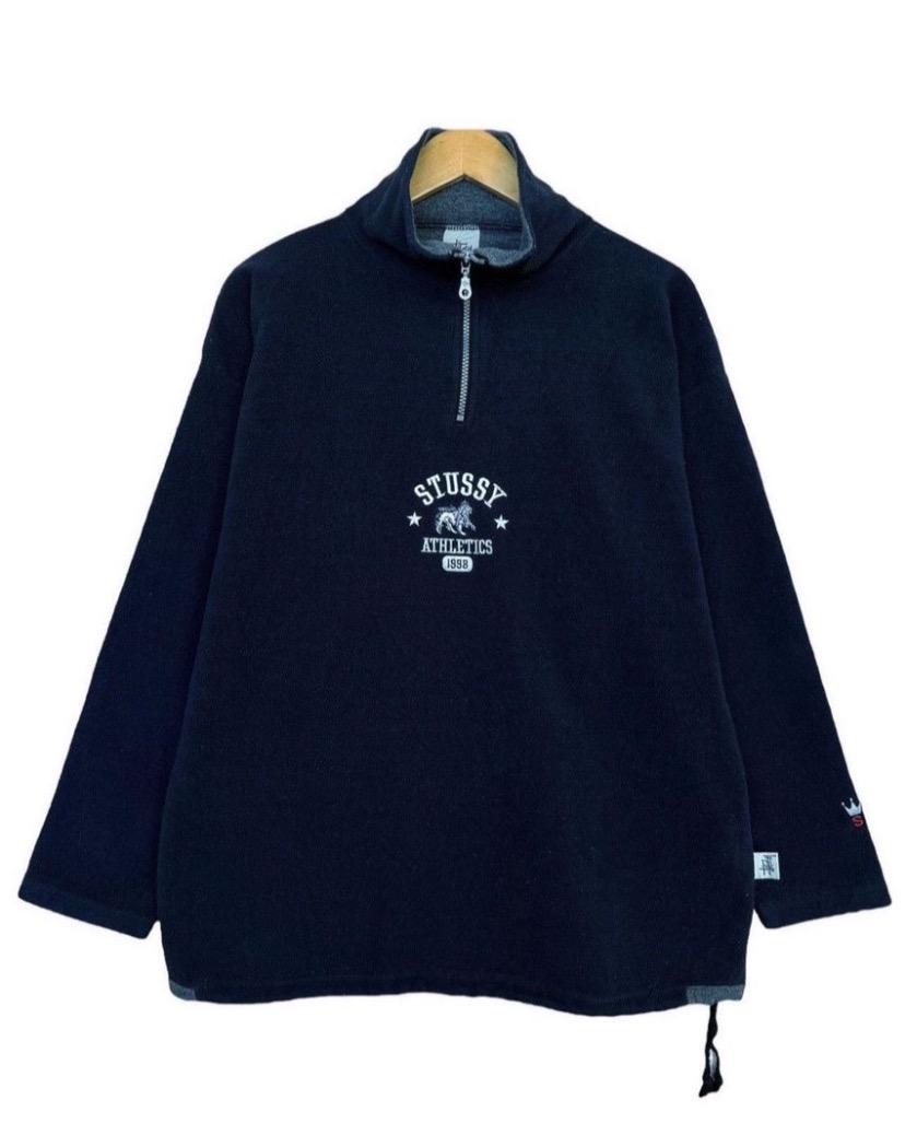 Vintage 90s Stussy Embroidered Logo Fleece Half Zipper