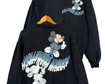 Sudadera vintage de Mickey Mouse de los años 90. Sudadera vintage de Mickey Mouse con cuello redondo. Sudadera de Mickey Walt Disneyland. Sudadera verde de Mickey Disney. Talla M.