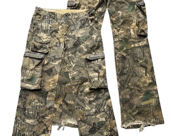 Vintage Real Tree Low Rise Cargo Flare Pants Vintage Real Tree Pants Real Mutipocket Pants Vintage Real Tree Bootcut Unisex Pants Size 32x34