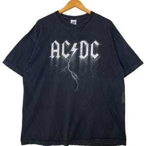 Vintage ACDC Thunder Tees Vintage ACDC Spellout Sunfaded Black Tees  ACDc Band black Tee Size XL