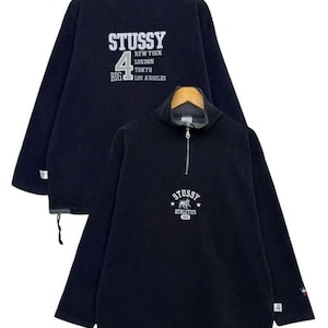 Vintage 90s Stussy Embroidered Logo Fleece Half Zipper Sweater Vintage Stussy Fleece Sweater Stussy Pullover Sweatshirt
