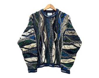 Vintage 1990s Authentic COOGI 3D Mosaic Multi Color Textured