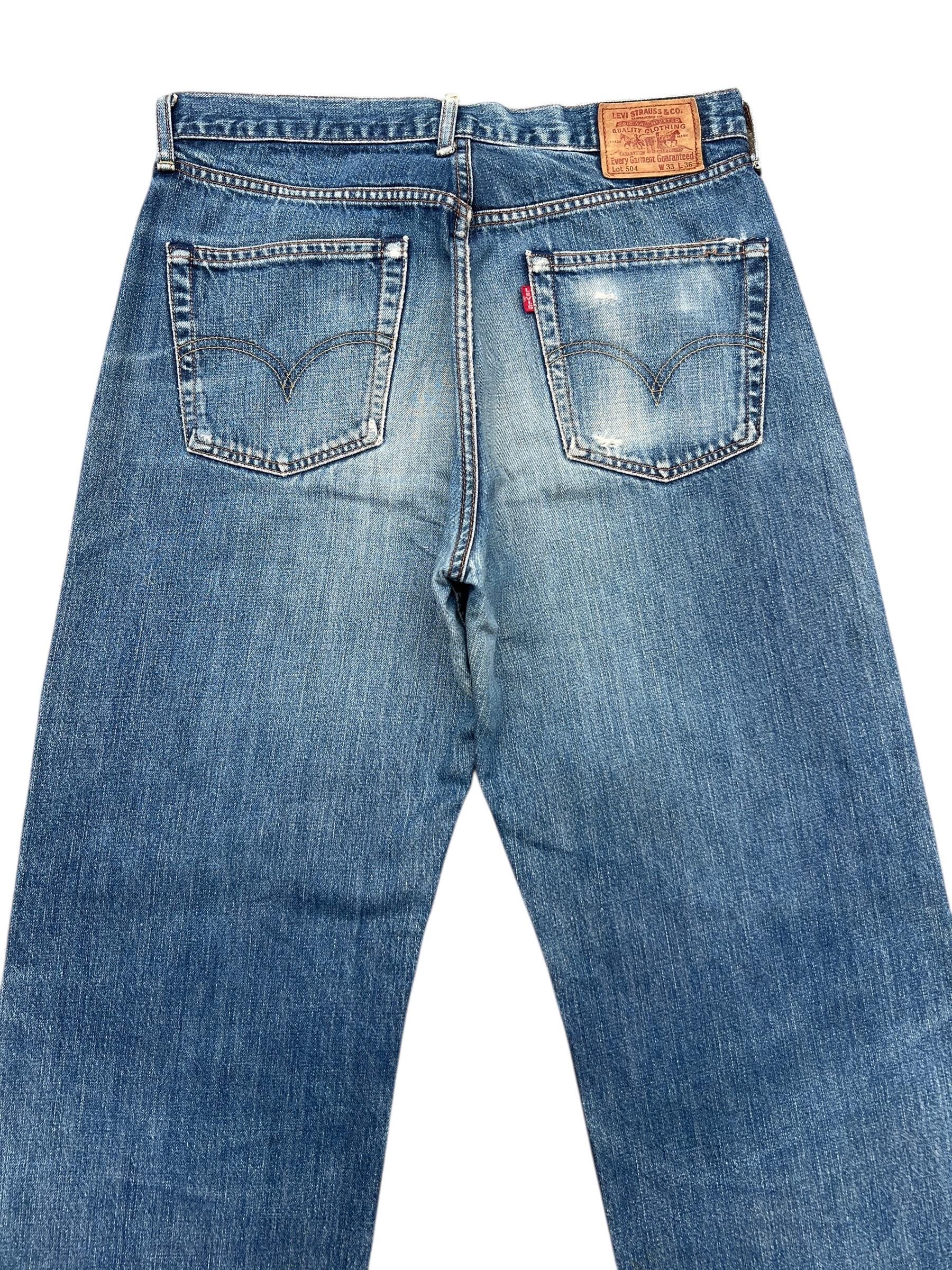 Vintage 90s Levi's 504 Wide Selvedge Denim Jeans Levis Stonewash
