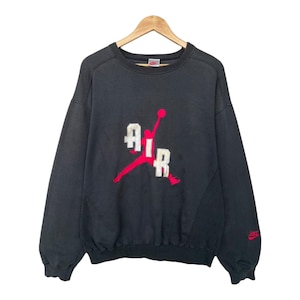 Vintage 90s Nike Sweatshirt Air Jordan Sweatshirt  Distressed Sweatshirt Vintage 90s Michael Jordan Black Baggy Boxy Sweatshirt Size M