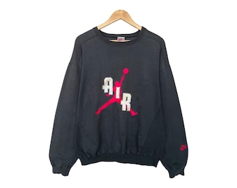 Bluza Nike z lat 90. Bluza Air Jordan Bluza z przetarciami Bluza Michael Jordan z lat 90. Czarna, luźna, pudełkowa bluza Rozmiar M