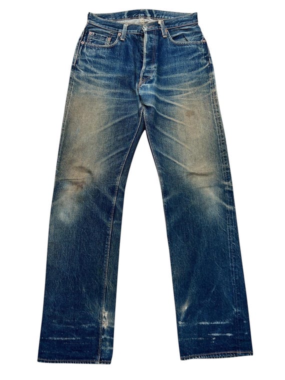 Vintage 90s Denime Orrizonti Japanese Distressed Selvedge Denim