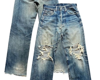 Vintage 90s Levi's 503B Big E Selvedge Denim Jeans  Levis Mudwash Distressed Selvedge Jeans Levis Japan Ripped Jeans Wide Denim Jeans 29x28