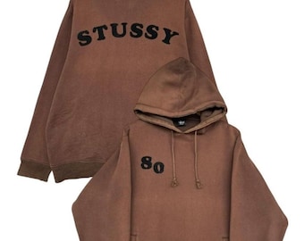 Vintage 90s Stussy Hoodie Stussy Brown Hoodie Vintage Stussy Baggy Hoodie  Stussy Jumper Stussy Spellout Logo Sweater Size L