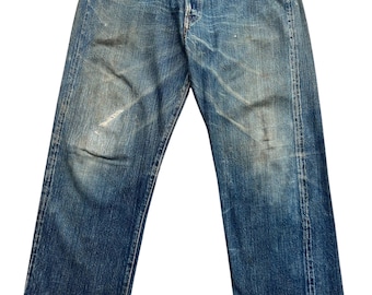 Vintage 90s Real Joe McCoy & Co Japan Selvedge Denim Jeans 32x29 Joe McCoy Selvedge Distressed Denim Jeans Selvedge Mudwash Denim Jeans