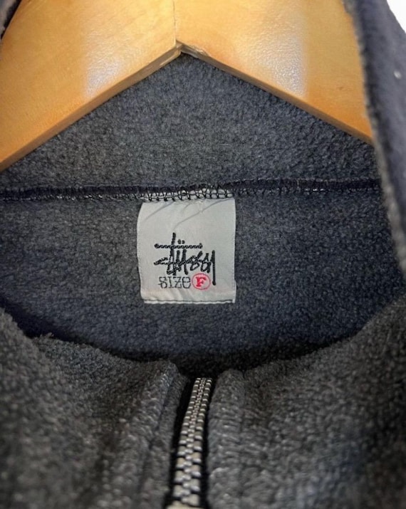 Vintage 90s Stussy Embroidered Logo Fleece Half Zipper Sweater