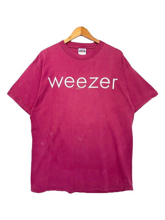 XL Pick Vintage 90s Weezer Rock Music Sunfaded Red Distressed Tees