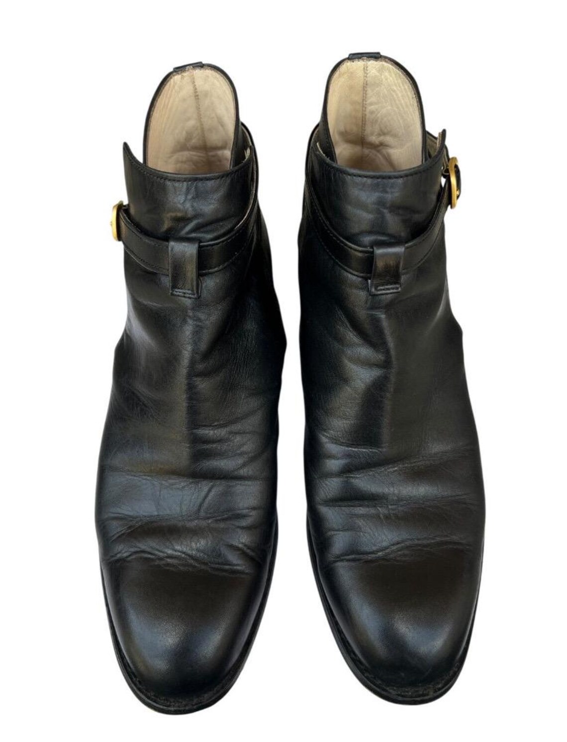 Size 7 Vintage Margarett Howell Mid Heel Angkle Black Leather Boots, foto 4 di 5