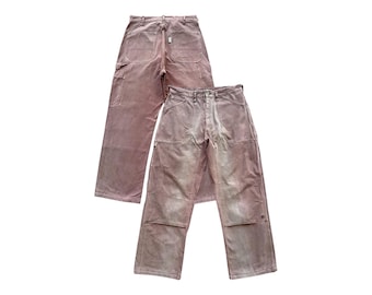 Vintage 90s Coleman Carpanter Baggy Distressed Pants Vintage Coleman Dungaree Pants Vintage Coleman Sunfaded Red Wide Worker Pants Size 33