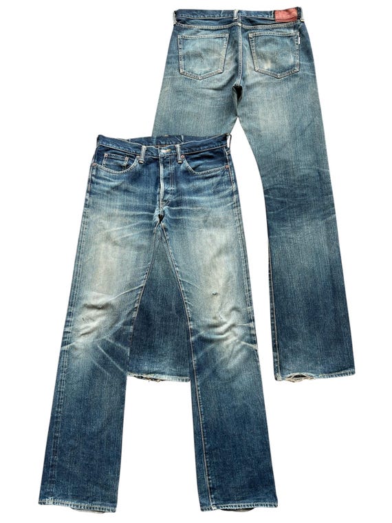DENIME オリゾンティUSED WASH DENIM PANTS Ｗ33 W33 Vintage 90s Studio Dartisan Japanese Distressed Selvedge Denim