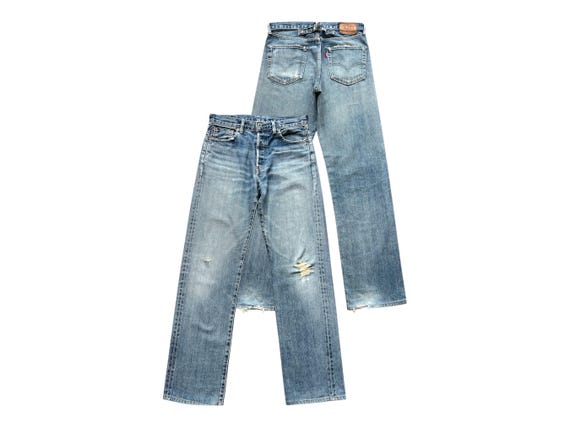 Vintage 90s Levi's 702 Selvedge Buckle Back Denim Jeans Levis Donut Button Japan Vintage 90s Levis Distressed Mudwash Denim Jeans 31x32 W31