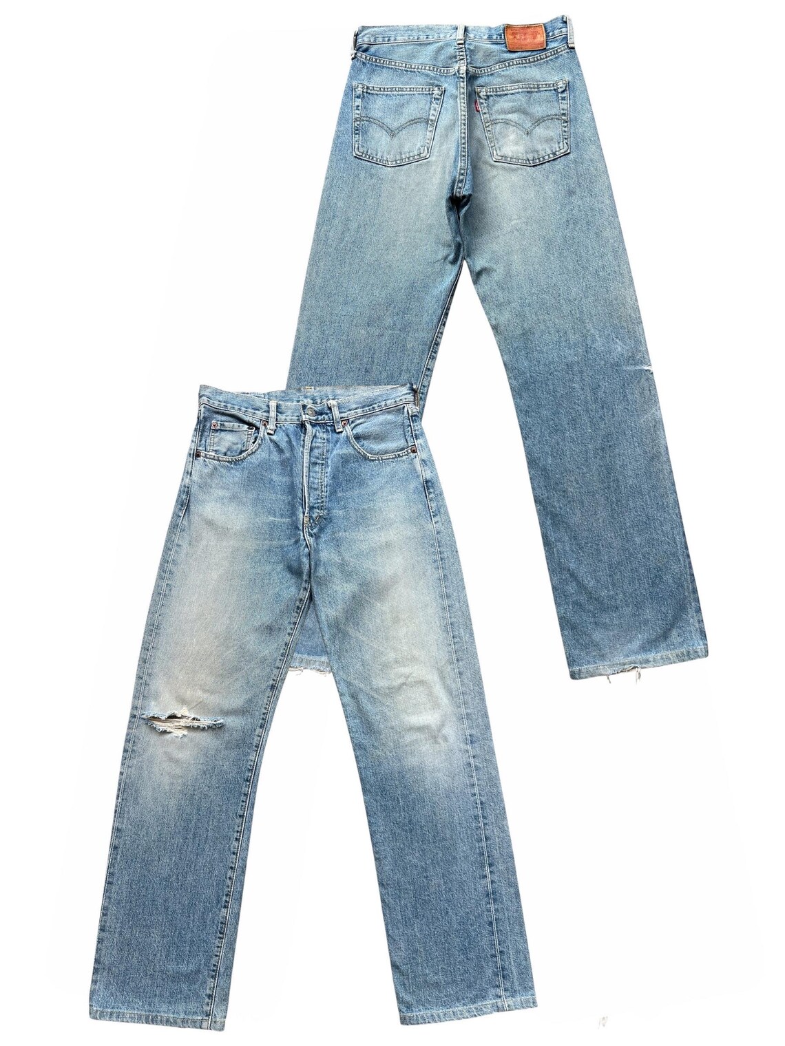 W31 Vintage 90s Levi's 503B Big E Selvedge Denim Jeans Levis Mudwash Faded Jeans Levis Distressed Jeans Vintage Levis Wide Denim Jeans 31x31, foto 2 di 5