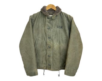 Vintage 1940s WWII US Army 2nd Pattern Tanker Jacket ~ Size S to M