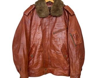 ジャケット・アウター 90-00s used leather bomber flight jacket Vintage 90s Flight Leather Jacket Full Zipper Real Leather