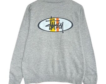 Vintage 90s Stussy Sweatshirt Stussy Grey Crewneck Vintage Stussy Baggy Sweatshirt  Stussy Jumper Stussy Spellout Logo Sweatshirt Size M