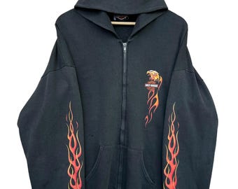 Vintage 90s Harley Davidson Flame Hoodie Vintage Harley Davidson