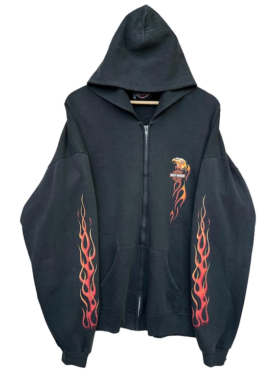 Vintage 90s Harley Davidson Flame Hoodie Vintage Harley Vintage 90s Harley Davidson Flame Hoodie Vintage Harley
