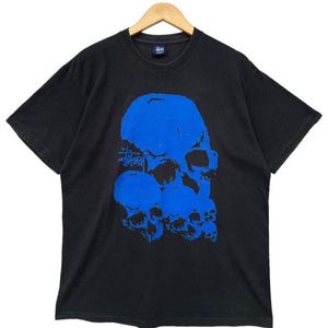 Vintage 90s Stussy Bones Black Tees Stussy Big Logo Tees  Vintage Stussy Skull Baggy Tees Stussy Black Tees Stussy Spellout Logo  Size L
