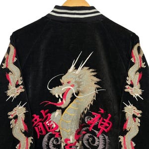 Veste Sukajan Vintage Velours - Taille US Large - Style Bomber - Occasion Bon état