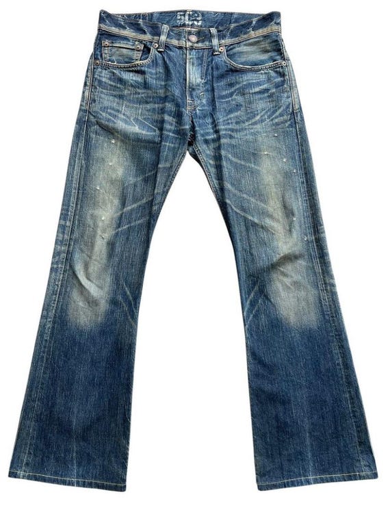 EDWIN 503 archive denim flare pants 00s’ Vintage Edwin 503 Blue Trip Japan Flare Denim Jeans Edwin Bootcut