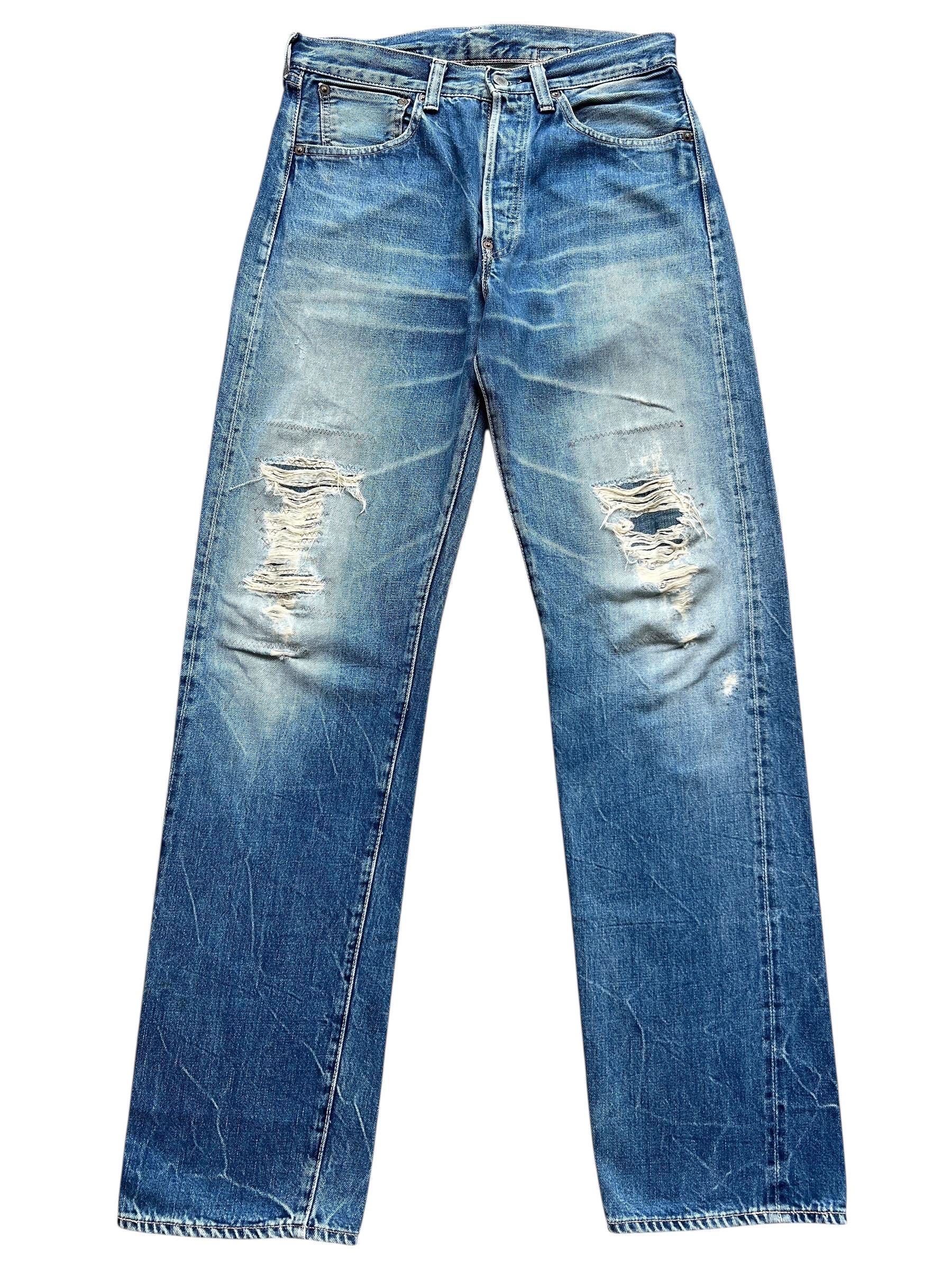 Vintage 90s Levi's 501 Big E Buckle Selvedge Distressed Denim