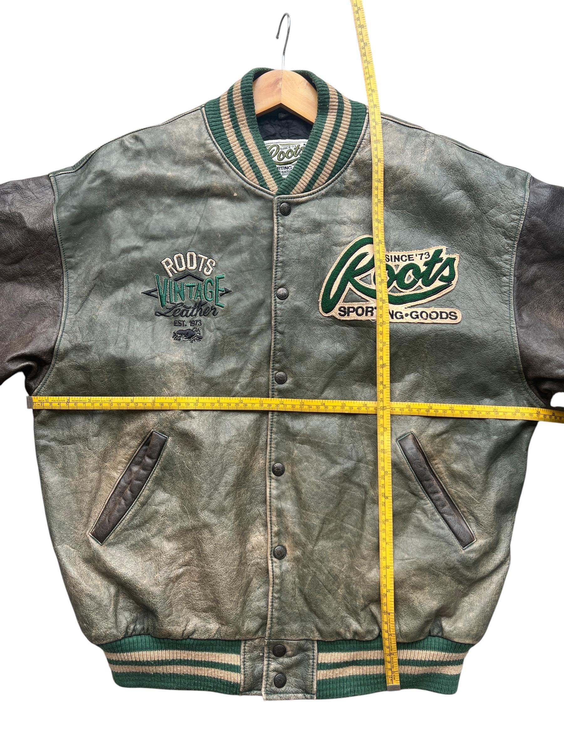 Vintage 80s Roots Canada Leather Varsity Jacket Vintage Roots