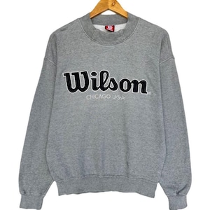 Vintage 90s Wilson Embroidered Logo Sweatshirt Vintage Wilson Spellout Sweatshirt Wilson Baggy Sweatshirt Wilson Grey Sweatshirt Size M