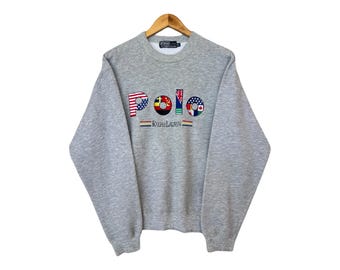 Polo Ralph Lauren Hoodie Crossed Flags Striped 1987 Anniversary