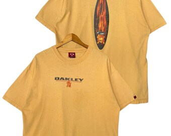 Vintage 2000s Y2k Oakley Flame Tee Vintage Oakley Spellout Atom
