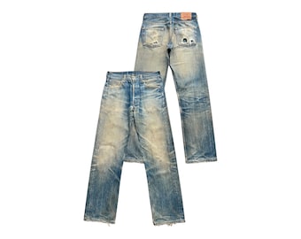 Vaqueros Levi's 501 vintage de los 90, desgastados, estilo lavado a la piedra. Vaqueros Levi's 501 desgastados. Vaqueros Levi's USA rotos. Vaqueros Levi's vintage de los 90, talla 31x30.