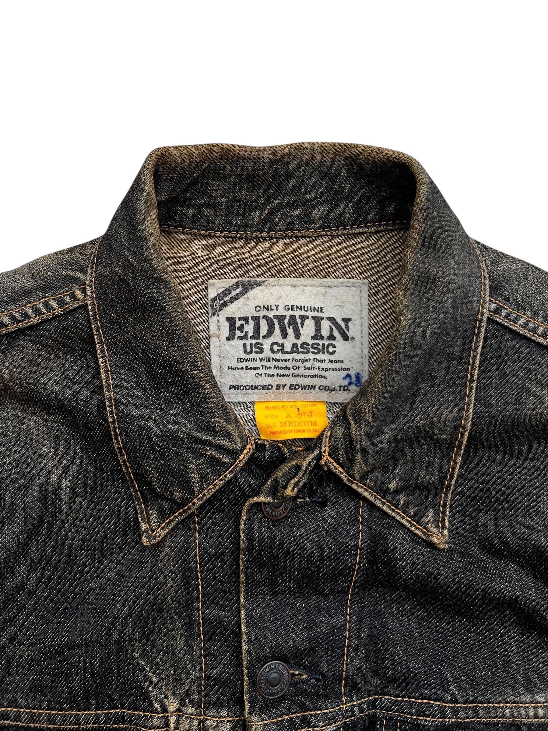 Vintage 90s Edwin Denim Jacket Vintage Edwin Distressed Denim 