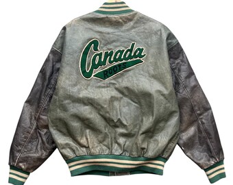 Vintage 80s Roots Canada Leather Varsity Jacket Vintage Roots