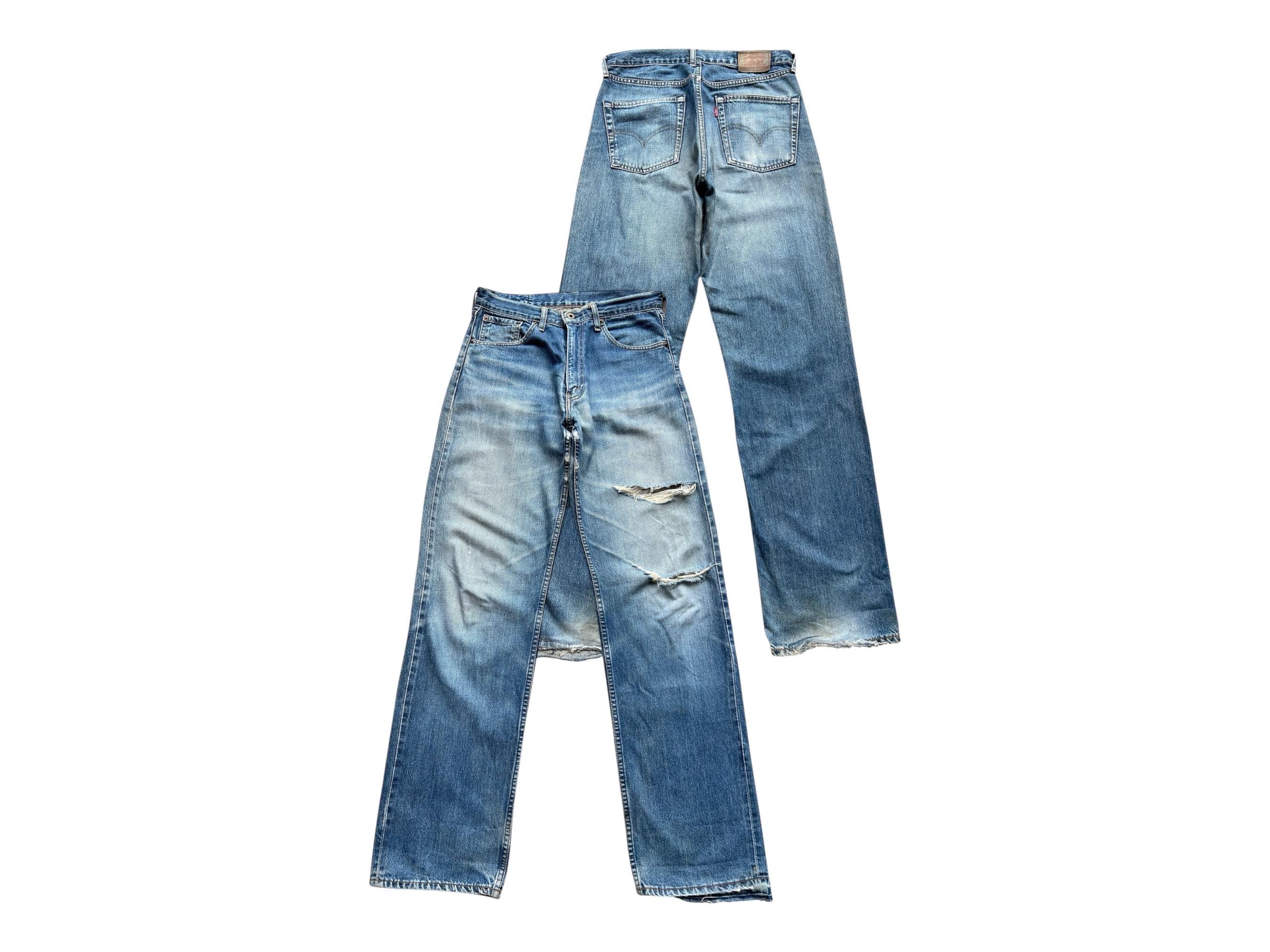 90s LEVI’S 504 baggy jeans denim pants Vintage 90s Levi's 504 Wide Selvedge Denim Jeans Levis Mudwash