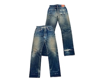 Vintage 90s Denime Orrizonti Japanese Distressed Selvedge Denim Jeans Denime Selvedge Jeans Denime Mudwash Selvedge Denim Jeans 31x33