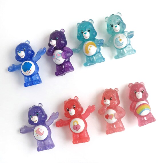 Glitter Care Bears Figures 2 Mini Care Bear Figurines Rare