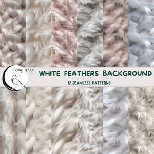 Weiße Federn nahtlose Muster - Elegante engelhafte Designs für Stoffe, Schreibwaren und Kunsthandwerk - Instant Download