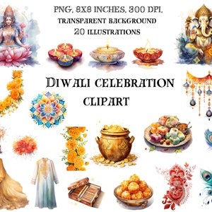 Diwali Clip Art - Verlicht uw ontwerpen met feestelijke vreugde - Sprankelende Diyas, Rangoli-magie en feestelegantie voor creatief genot